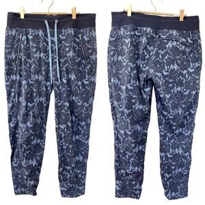 Athleta Trekkie North Pullover Jogger Pant Size‎ 12 Blue Floral Athletic Workout